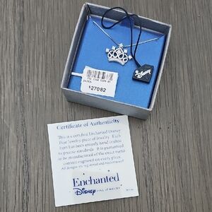 Cinderella Silver Crown Necklace